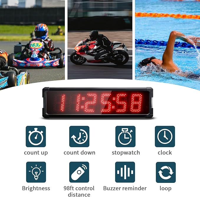 Race Clock with Tripod for Running Events, Large LED Stopwatch with Remote,Countdown/Count up Gym Timer for Home,Wall Digital Time Clocks