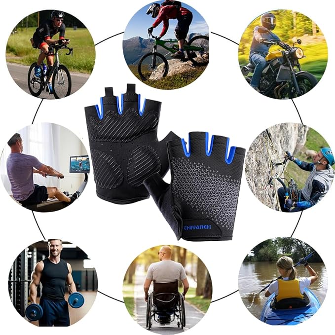 weiatas Cycling Gloves for Men Women Padded, Half Finger Road Mountain Bike Gloves, Shock-Absorbing Anti-Slip Breathable Sports Gloves for Bicycle Riding Motorcycle Rowing Gym