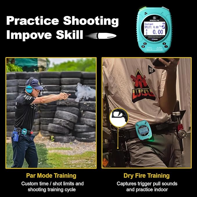Shot Timer for Shooting Competition - IPSC,USPSA,IDPA,Shot Timer for Training&Dry Fire,Compatible with APP,Camera,Chronograph