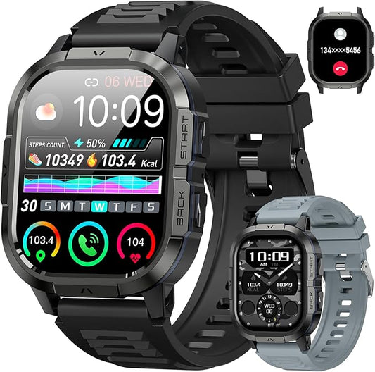 Smart Watch for Men Fitness Tracker: Make/Answer Call Military Smart Watches for Men Digital Mens Watches Running Waterproof Smartwatch Android Phones iPhone Samsung Compatible Heart Rate Monitor