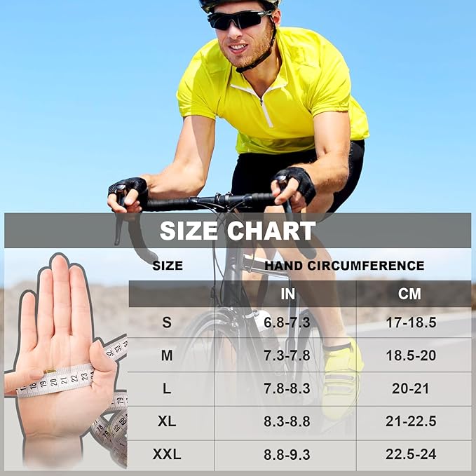 Souke Sports Mens Cycling Gloves with Gel Pads Half Finger Bike Gloves Lightweight Anti-Slip Shock-Absorbing for MTB Road Biking