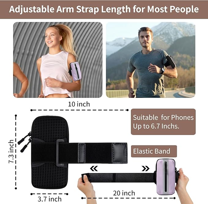 Running Phone Holder Armband, iPhone Arm Bands for Exercise, Running Arm Bands for Cell Phone, Phone Purse Cell Phone Holder for Walking (Purple)