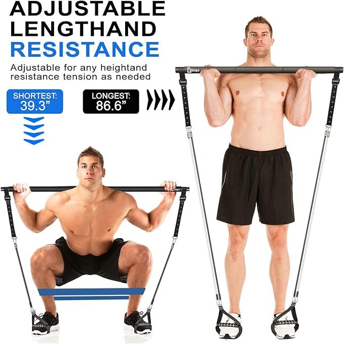 Pilates Bar Kit with Resistance Bands,Pilates Bar with Stackable Bands Workout Equipment for Legs,Hip,Waist and Arm,Exercise Fitness Equipment for Women & Men Home Gym Yoga Pilates