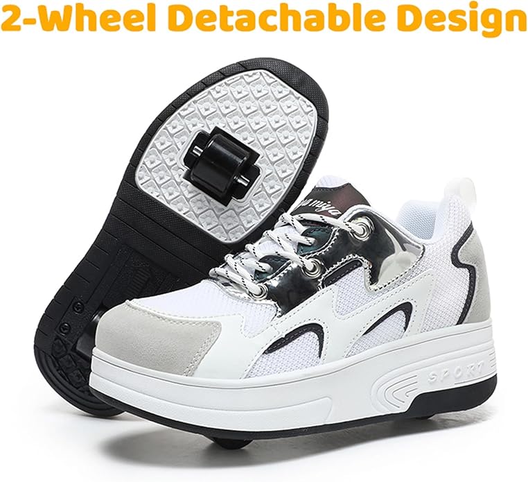Wooowyet Roller Skate Shoes for Kids Boys Girls Rechargealbe Wheels Sneakers Fashion Roller Wheeled