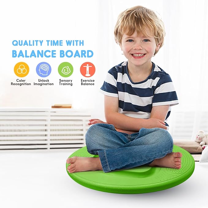 Balance Board for Kids with Maze - Plastic Wobble Board for Skiing Surfing Snowboard Training, Non-Slip Sensory Rocker Board for Toddlers 3-12, Core Strength Physical Therapy Equipment & Skateboard Balance Trainer