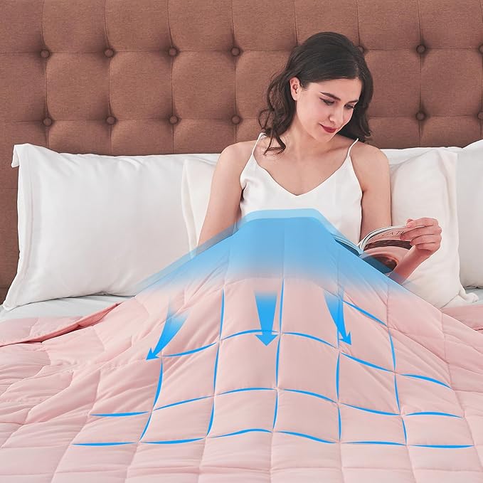 yescool King Size Weighted Blanket for Adults (20 lbs, 80β x 87β, Pink) Cooling Heavy Blanket for Sleeping Perfect for 190-210 lbs, Breathable Blanket for Adults & Couple All Season, Machine Washable