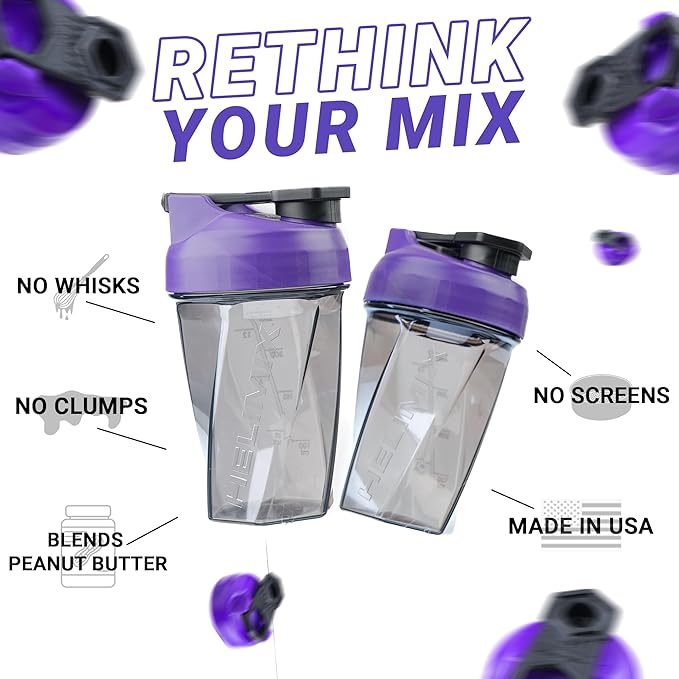 HELIMIX 1.5 Vortex Blender Shaker Bottle Holds Upto 20oz | No Blending Ball or Whisk | USA Made | Portable Pre Workout Whey Protein Drink Shaker Cup | Mixes Cocktails Smoothies Shakes | Top Rack Safe
