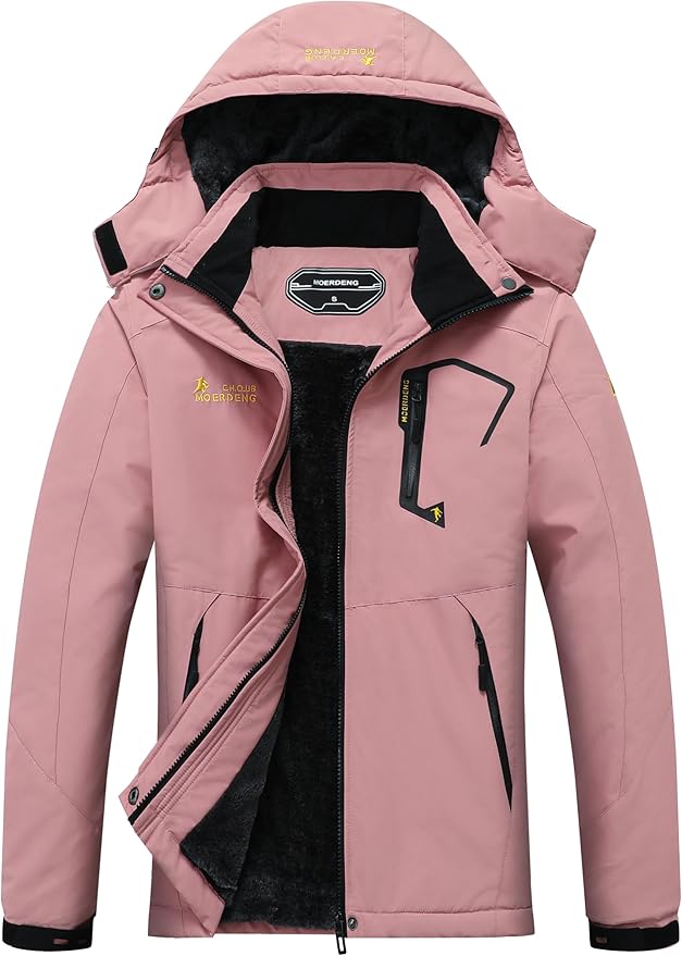 MOERDENG Women's Waterproof Ski Jacket Warm Winter Snow Coat Mountain Windbreaker Hooded Raincoat Jacket
