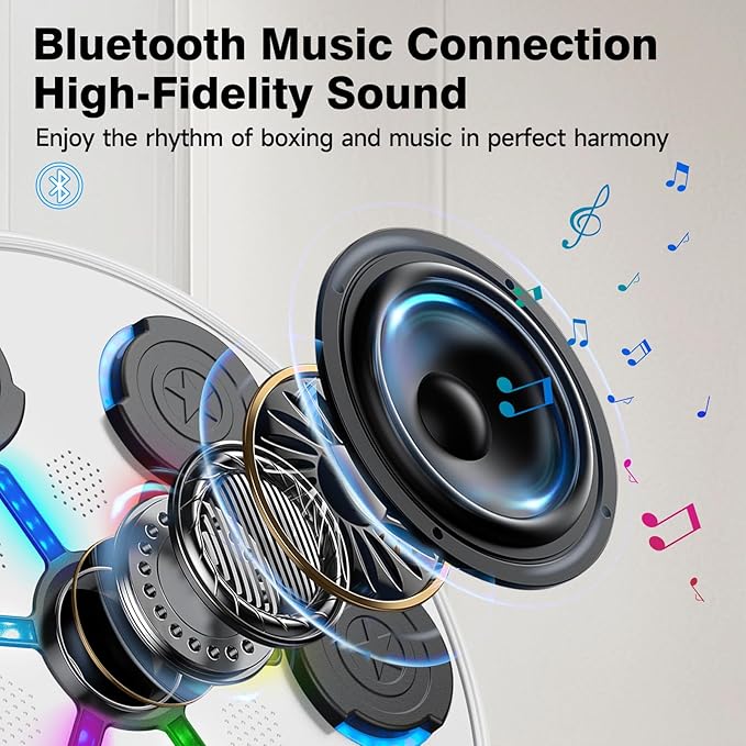 Music Boxing Machine, 2025 Upgrade Boxing Music Workout Machine for Adults Women Kids, Smart Bluetooth Boxing Music Trainer, Wall Mounted Musical Punching Pad, Boxing Machine with Gloves and Headband
