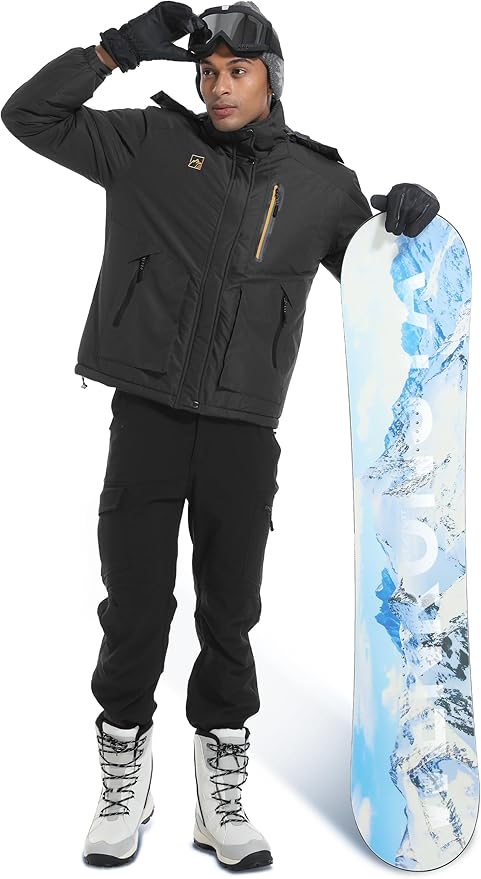 WENRONSTA Men's Ski Snow Jacket Winter Coat Warm Waterproof Windbreaker Mountain Snowboarding Hooded Hiking Traval