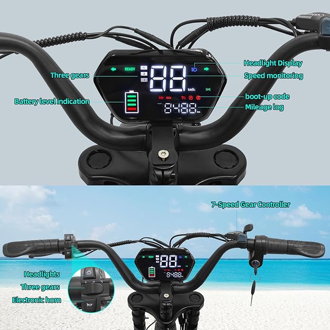 Electric Bikes for Adults,50-120Miles by Pas Ebikes,1000/15000W,720/1440WH E Dirt Bike,Shemano 7-Speed E Bikes,20'*4.0 Fat Tire Ebike,Dual Disc Brake Electric Motorcycle