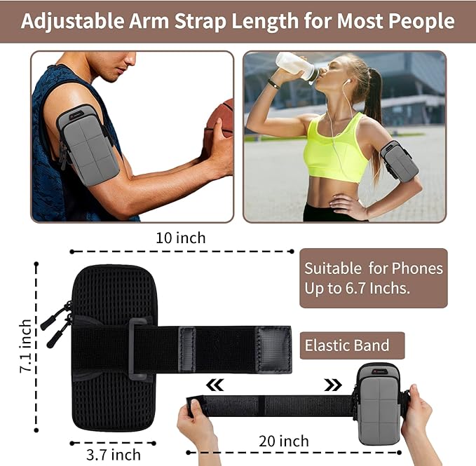 Phone Arm Bands for Running, Armband Cell Phone Holder for Exercise (Gray)