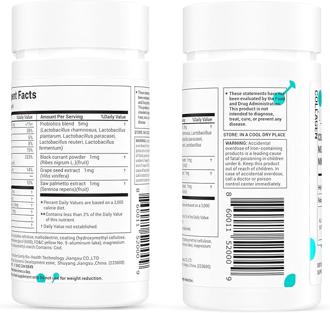 Collagen Peptides for Women, Beauty Vitamin & Mineral Supplement,Contains Vitamin D3, Probiotics for Women & Collagen Peptides,Vitamin B Complex,Vitamin E 120 Tablets