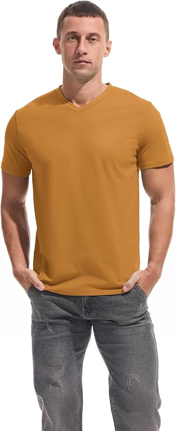 VEIISAR Premium V Neck T Shirts for Men - Modern Fitted Tees Vneck Undershirts