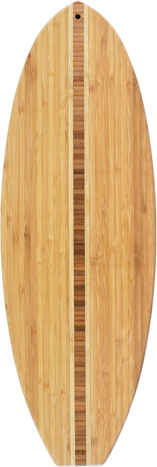 Totally Bamboo Surfboard Shaped Bamboo Wood Cutting Board and Charcuterie Serving Board, 23" x 7-1/2"