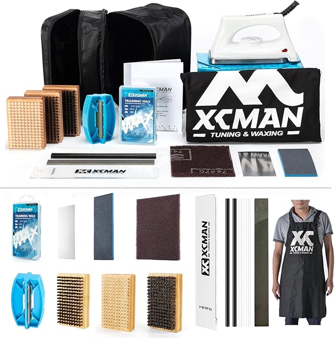 XCMAN Complete Ski Snowboard Tuning and Waxing Kit with Waxing Iron,Universal Wax,Edge Tuner,Brush,Wax Scraper,Ptex