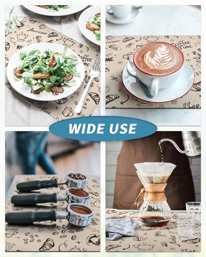 AMOAMI Coffee Mat Hide Stain Rubber Backed Absorbent Dish Drying Mat for Kitchen Counter - Fits Under Coffee Maker & Espresso Machine (17X31.5, MILK TEA)
