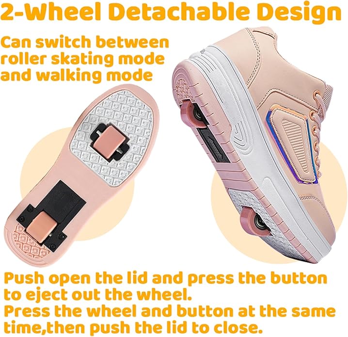 Wooowyet Roller Skate Shoes for Kids Boys Girls Rechargealbe Wheels Sneakers Fashion Roller Wheeled