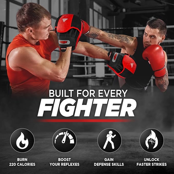 WYOX Curved Boxing Punch Mitts β Boxing Pads Training Set, Punching Mitts for Adults, Kickboxing Pads, Muay Thai Pads, Karate Pads, MMA Training Equipment, Martial Arts Focus Pads