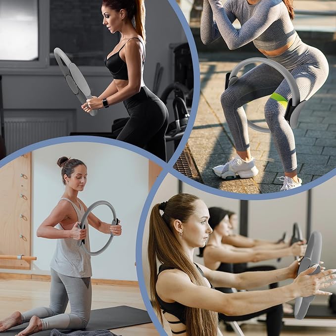 Pilates Ring Fitness Circle 14" Yoga Rings Magic Circle with Dual Padded Handles for Toning Arms, Thighs/Legs & Core,Home Exercise Equipment 