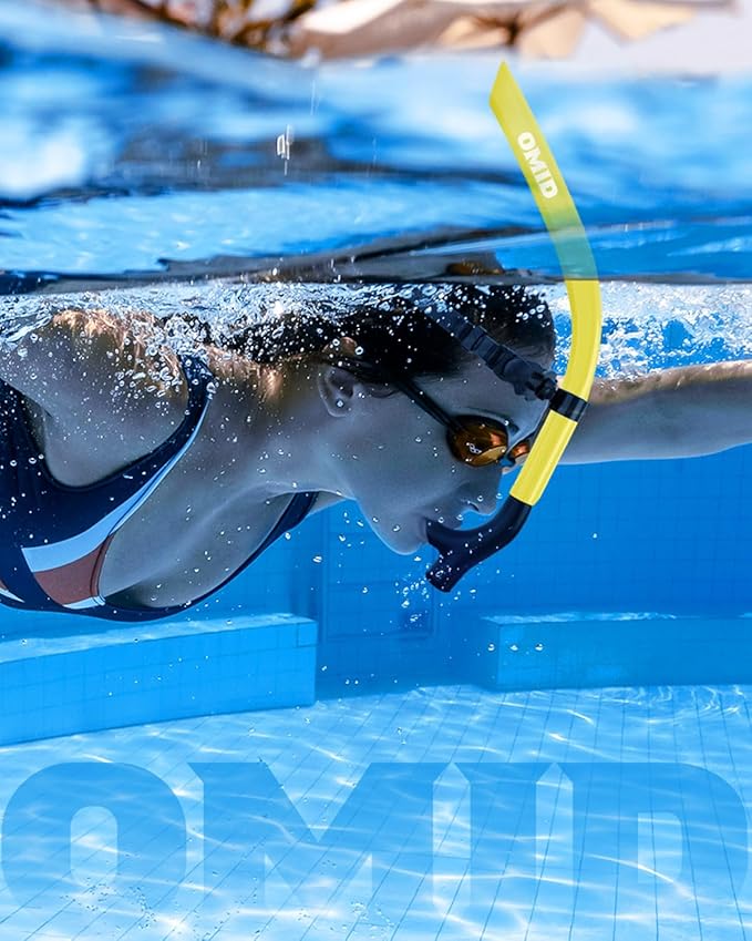 OMID SN1 Snorkel for Adult Youth, Diving Snorkel with One-Way Purge Valve, Food-Grade Silicone Mouthpiece