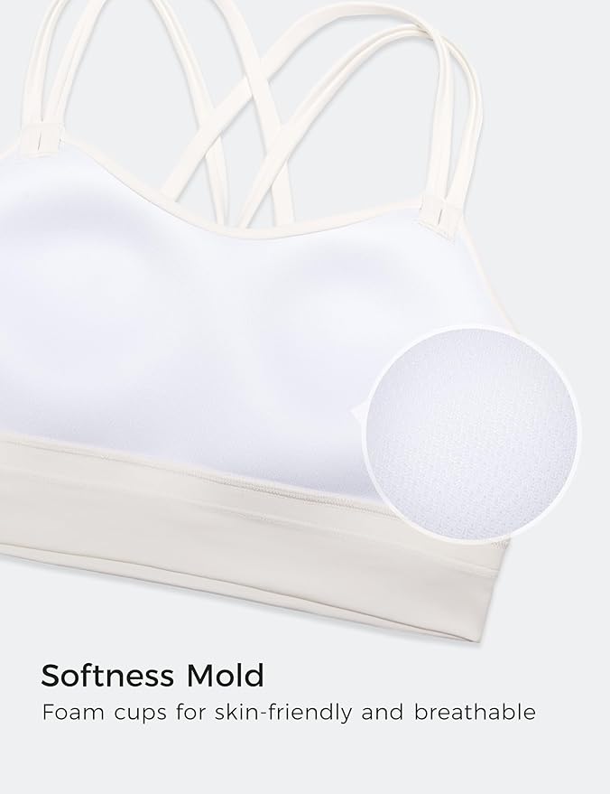 CRZ YOGA Softness Mold Womens Butterluxe Strappy Longline Sports Bra - Double Spaghetti Strap Workout Yoga Crop Top Athletic