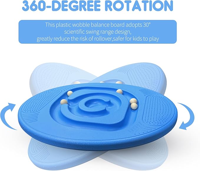 Balance Board for Kids with Maze - Plastic Wobble Board for Skiing Surfing Snowboard Training, Non-Slip Sensory Rocker Board for Toddlers 3-12, Core Strength Physical Therapy Equipment & Skateboard Balance Trainer