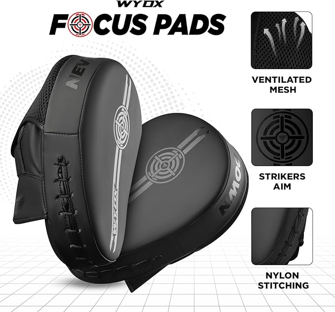 WYOX Curved Boxing Punch Mitts β Boxing Pads Training Set, Punching Mitts for Adults, Kickboxing Pads, Muay Thai Pads, Karate Pads, MMA Training Equipment, Martial Arts Focus Pads
