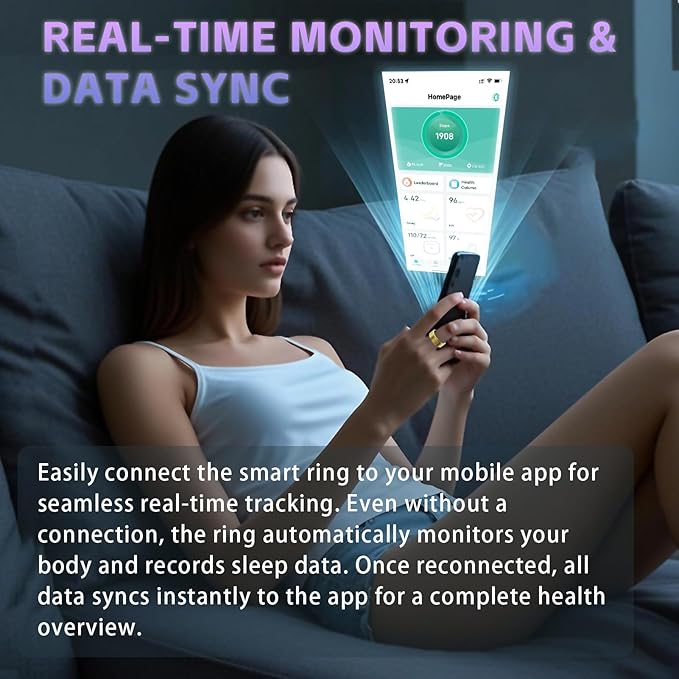 Smart Rings for Women Men – Fitness Tracker Ring with Heart Rate, SpO2, Blood Pressure, Sleep Monitoring, Step & Calorie Counter, No Subscription Fee, 5ATM Waterproof, iOS & Android (Gold 8)