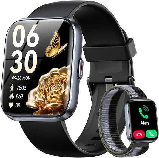 Smart Watches for Women Men Android & iPhone, Alexa Built-in, 1.8" Smart Watch(Answer/Make Calls ,2 Bands Included) 24/7 SpO2 Sleep Heart Rate Monitor,3ATM Waterproof,Fitness Tracker with 120+ Sport