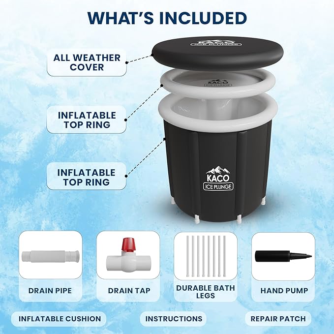 Ice Plunge Tub – Large Insulated Ice Bath for Cold Water Therapy – 100 Gallon Portable Ice Barrel for Athletes, Recovery & Wellness – Durable PVC, Easy Setup, Leakproof & Spacious