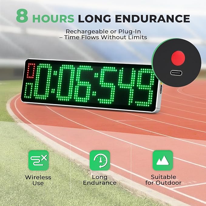 Powered Wireless Laser Timer for Sprints with High Stand, Laser Sprint Timer System, Race Clock with Tripod for Speed Training/Lap/Track Field/Football/Bike/Motorcycle