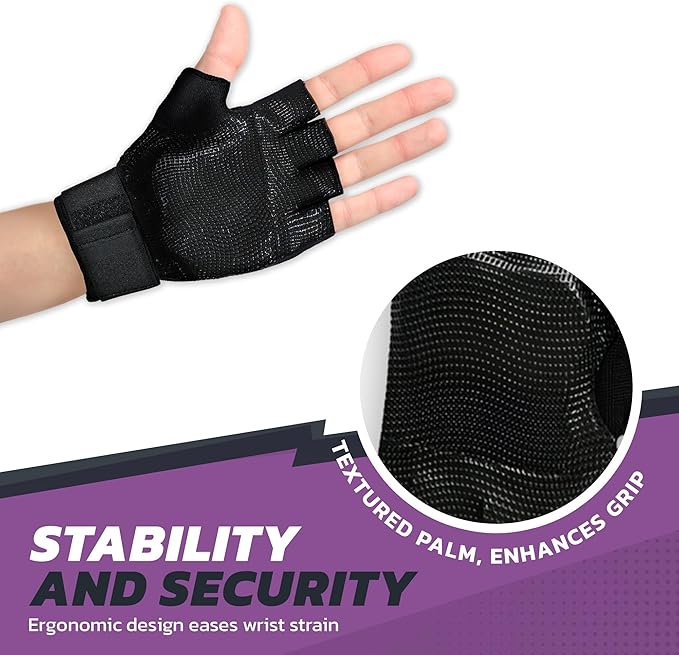 WAGs Ultra Wrist Assured Gloves - Workout Gloves with Patented Ergonomic Gel Pad and Wrist Wrap, Medium