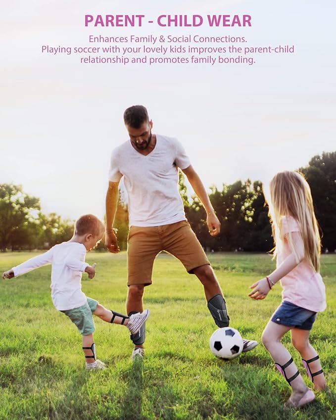 Shin Guards Soccer Kids Youth, CE Certified Airsfish Shin Guard Protection Gear for 2-18 Years Old Boys Girls Teenagers High Impact Resistant Breathable Comfortable 1 Pair 4 Sizes