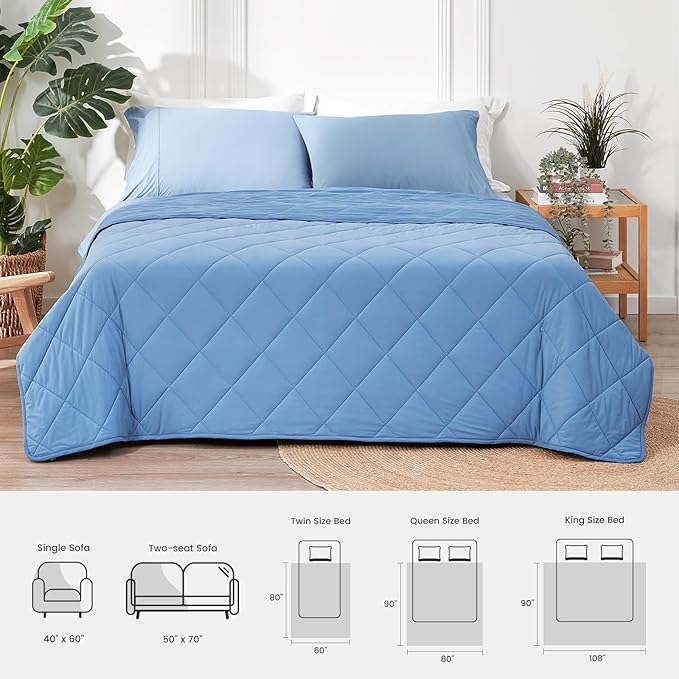 Cozy Bliss Cooling Blanket for Hot Sleepers, Q-Max 0.4 Cooling Comfort Queen Size, Cold Blankets for Night Sweats Sleeping, Ultra-Cool Lightweight Breathable Summer Blanket for Bed