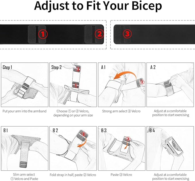 Running Armband with Earphone Bag Cell Phone Armband for iPhone 16 15 Pro 14 Plus 13 11 XR XS, Galaxy S24/S10 Water Resistant Sports Phone Holder Case & Zipper Slot Car Key Holder for 6.7 inch Phone