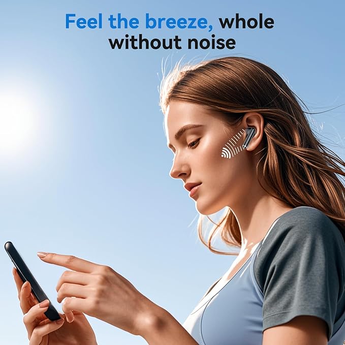 Wireless Earbuds, 2025 Bluetooth 5.4 Bass Stereo Headphones with 4 ENC Mic, 50H Playback Ear Buds with Charging Case LED Display,Sport Earphones IPX7 Waterproof for Phone, Android, Pad, Black