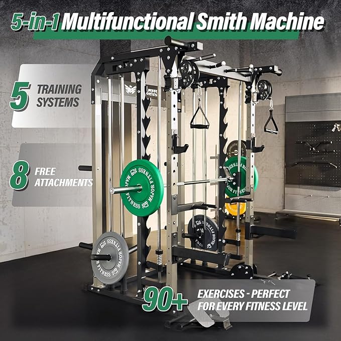 B52 Machine Home Gym with Power Rack, Cable Crossover, Dual Pulley System, Landmine, and Multi-Grip Pull-Up Bar – Heavy-Duty Fitness Equipment for Strength Training and Full-Body Workouts