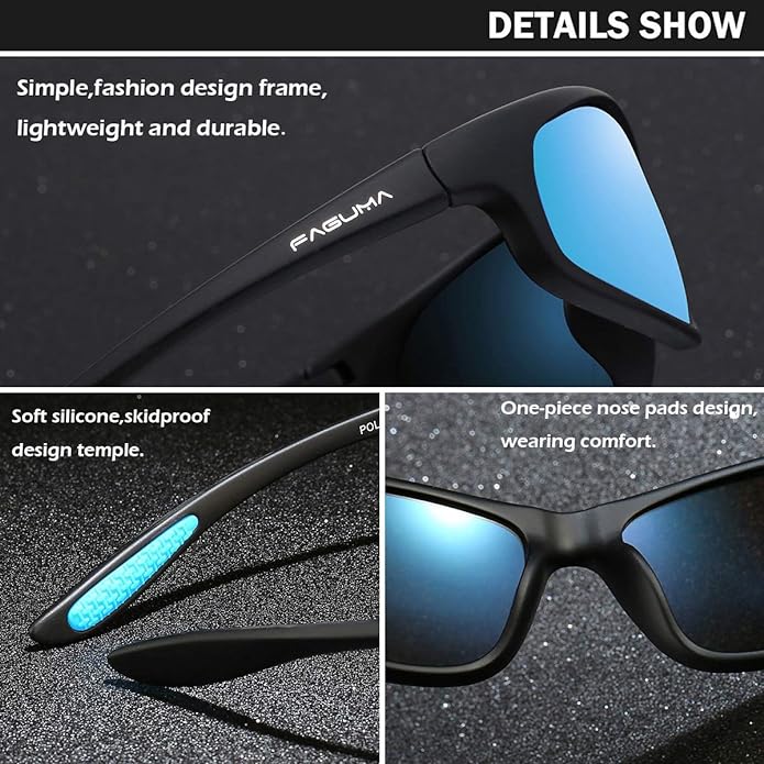 FAGUMA Polarized Sports Sunglasses For Men Cycling Driving Fishing UV400 Protection