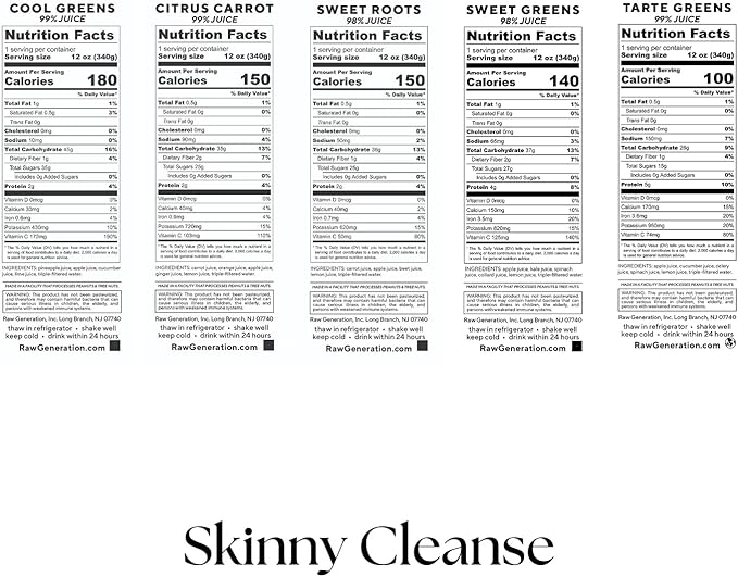Raw Generation 3-Day Skinny Cleanse - Weight Management & Detox Juice Cleanse/Healthiest Way to Cleanse Your System/Jumpstart a Healthier Diet