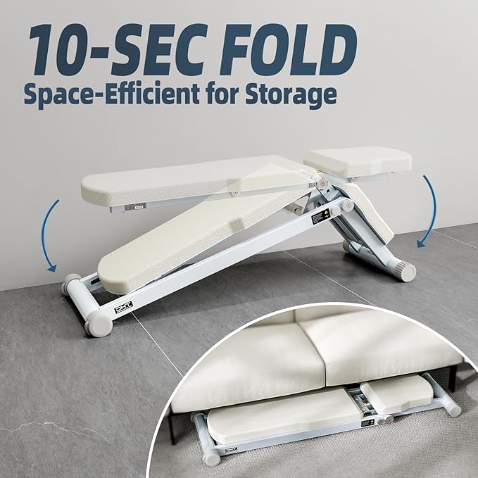 DHT Adjustable Weight Bench for Full Body Workout, Heavy Duty Foldable Bench Press for Home Gym Strength Training, Incline Decline Flat Utility Workout Bench with Fast Adjustment