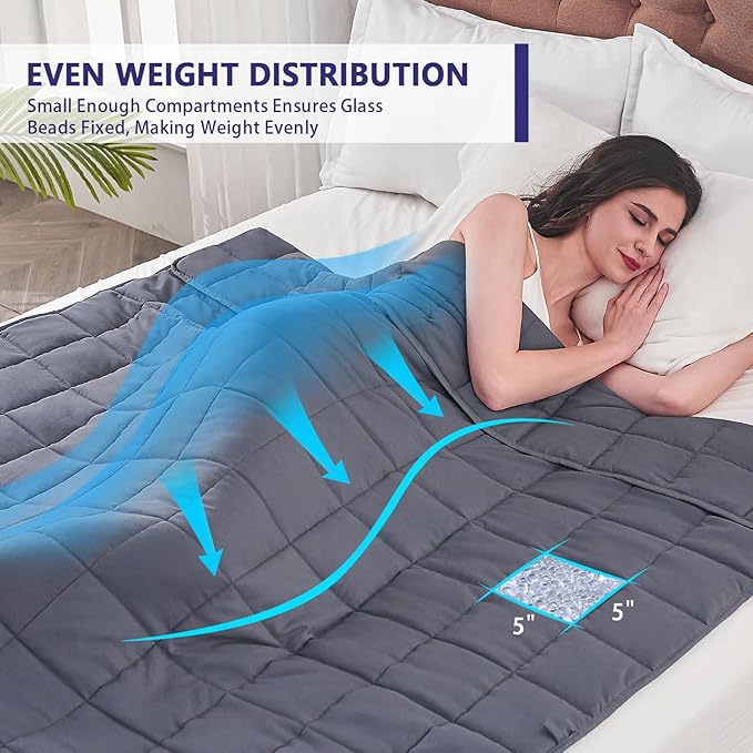yescool King Size Weighted Blanket for Adults (25 lbs, 80β x 87β, Grey) Cooling Heavy Blanket for Sleeping Perfect for 240-260 lbs, Breathable Blanket for Adults & Couple All Season, Machine Washable