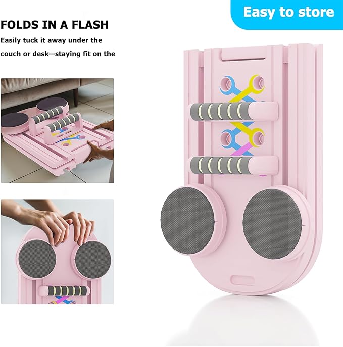 Pilates Board, 6 in 1 Pilates Reformer Set, Foldable Pilates Reformer Machine with Resistance Bands & Ab Trainer for Home Workout, Portable Pilates Board for Women