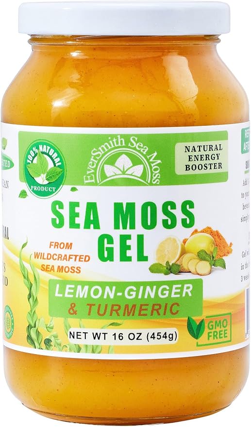 Wildcrafted Irish Sea Moss Gel | Made in USA | Rich in Vitamins & Minerals | Sea Moss Gel Raw | Nutritional Supplement | Lemon Ginger (16 oz)