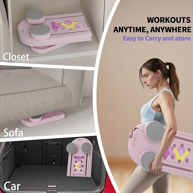 Pilates Reformer Board, 6 in 1 Portable & Foldable Pilates Reformer Set with Resistance Bands, Pilates Board for Home Workout, Multifunctional Abdominal Board