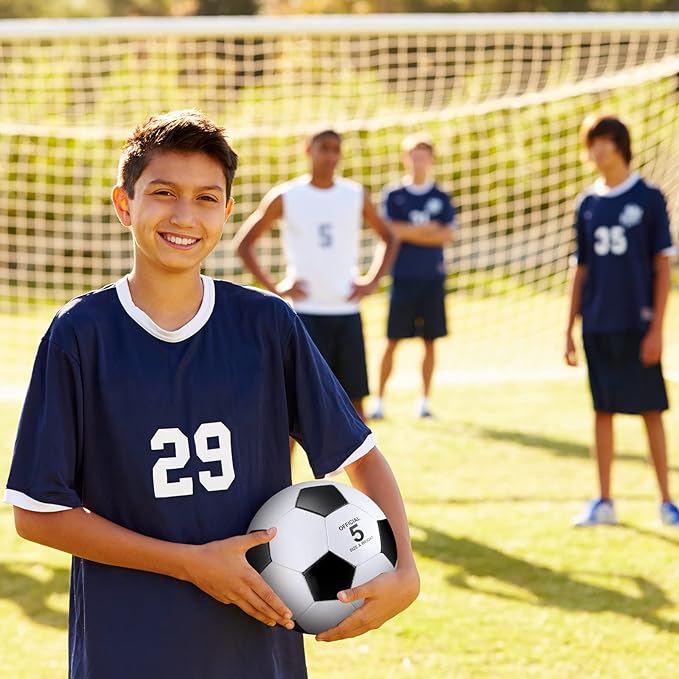 HyDren 4 Pack Soccer Ball with Pump Official Size 4/5 Deflated Soccer Balls Bulk for Outdoor Indoor Practice Training Sport Gift for Kids Boys Teen Youth Adult