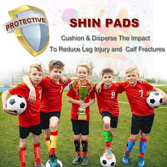 Youth Soccer Shin Guards for Kids Shin Pads Child Calf Protective Gear Protective Soccer Equipment for Boys Girls Children 3-15 Years Old
