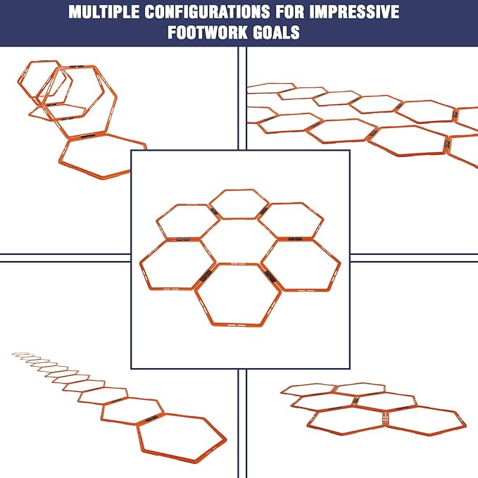 Yes4All Hex Agility Rings/Speed Rings with Carrying Bag – Hexagon Rings, Agility Hurdles for Agility Footwork Training