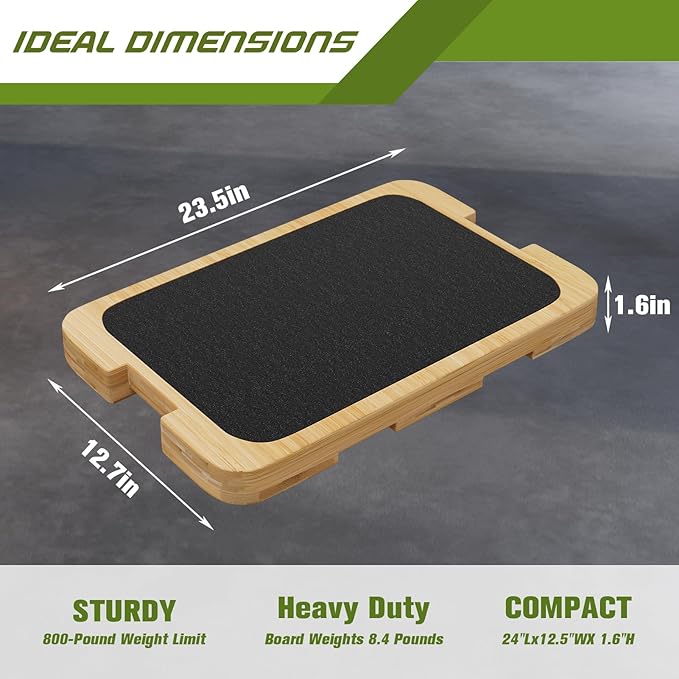 Resistance Band Foot Plate - Wood Fitness Board for Resistance Band Strength Training, Stretching, Balance & Flexibility Exercise for Home Gym