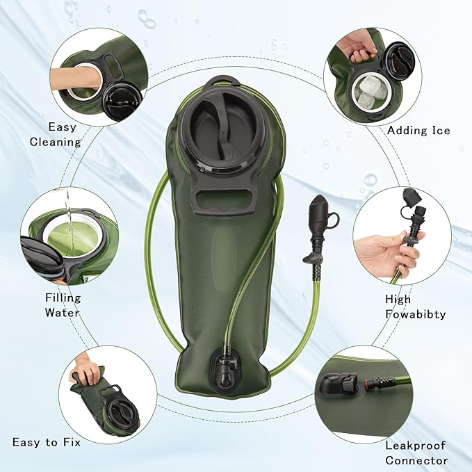 Small Hiking Backpack,Lightweight Water Backpack with 2L Water Bladder Phone Pocket Hydration Pack for Cycling Climbing Biking
